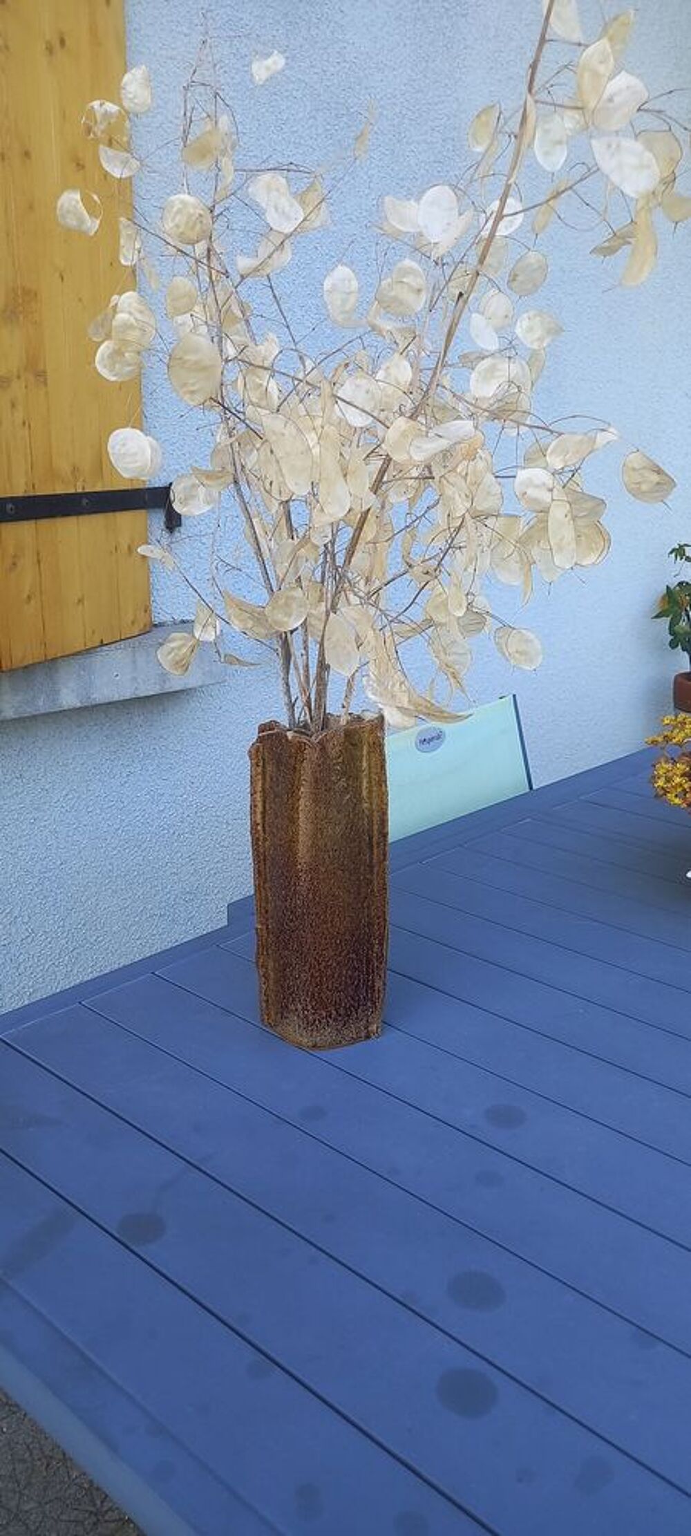 Vase en gr&egrave;s chamotte sign&eacute; ? Style &eacute;corce H25 Décoration