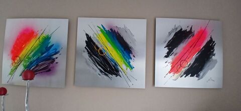 Triptyque Abstrait Moderne sur aluminium 60 S�zanne (51)