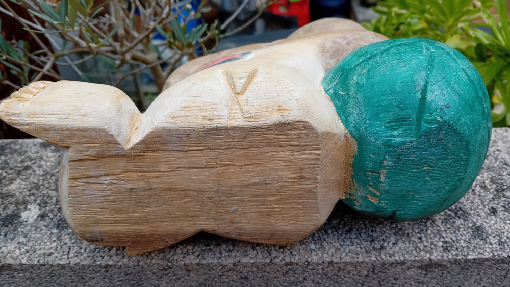 Bouddha couple de jeunes enfants asiatiques en bois massif Décoration