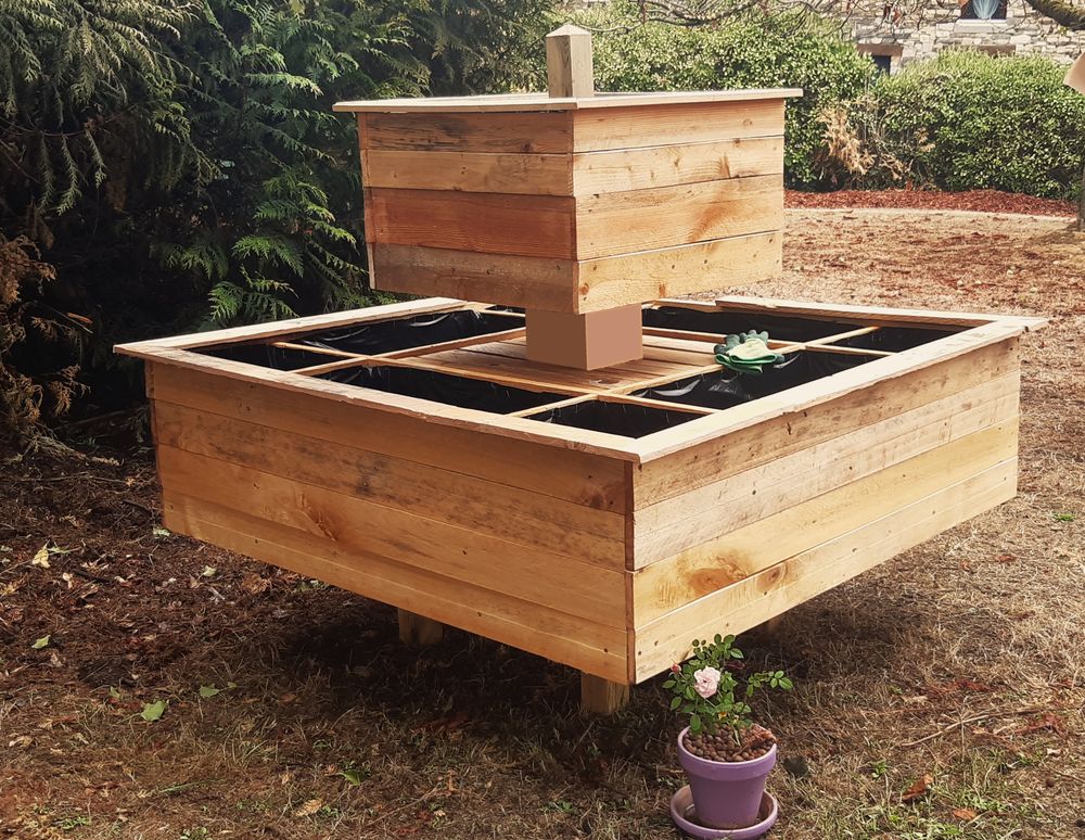 Carr&eacute; potager bois 9 ou 12 compartiments - 2 &eacute;tages Jardin
