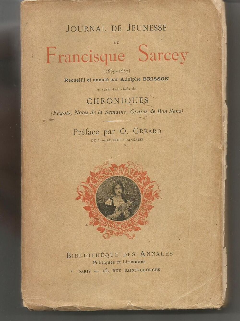 Journal de jeunesse de Francisque SARCEY recueilli / BRISSON Livres et BD