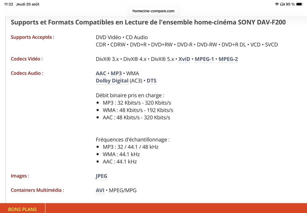 Home cin&eacute;ma Sony DEV-F200 Audio et hifi