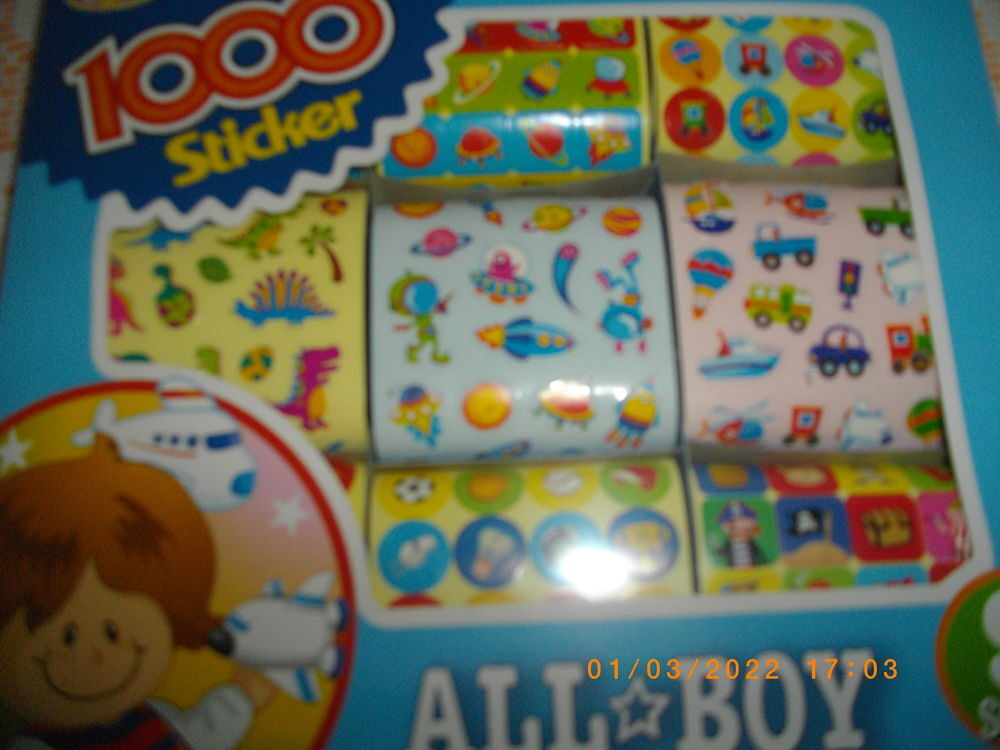 Boite de 1000 stickers autocollants pour enfant Jeux / jouets