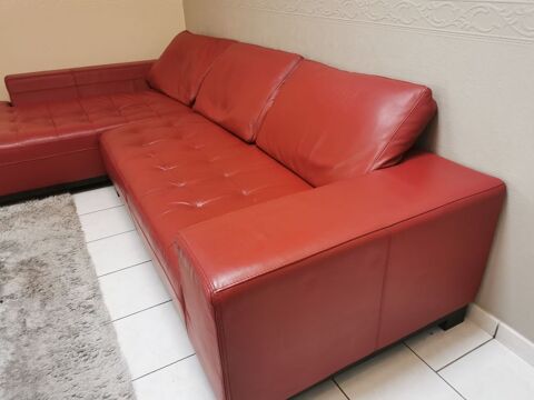 Magnifique canap d'angle cuir rouge bon tat 250 Guidel (56)