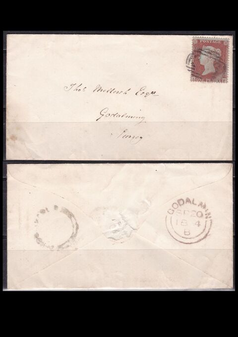 Timbres enveloppe GB Grande Bretagne Angleterre 1864 4 Lyon 5 (69)