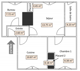 Appartement  vendre 2 pices 49 m