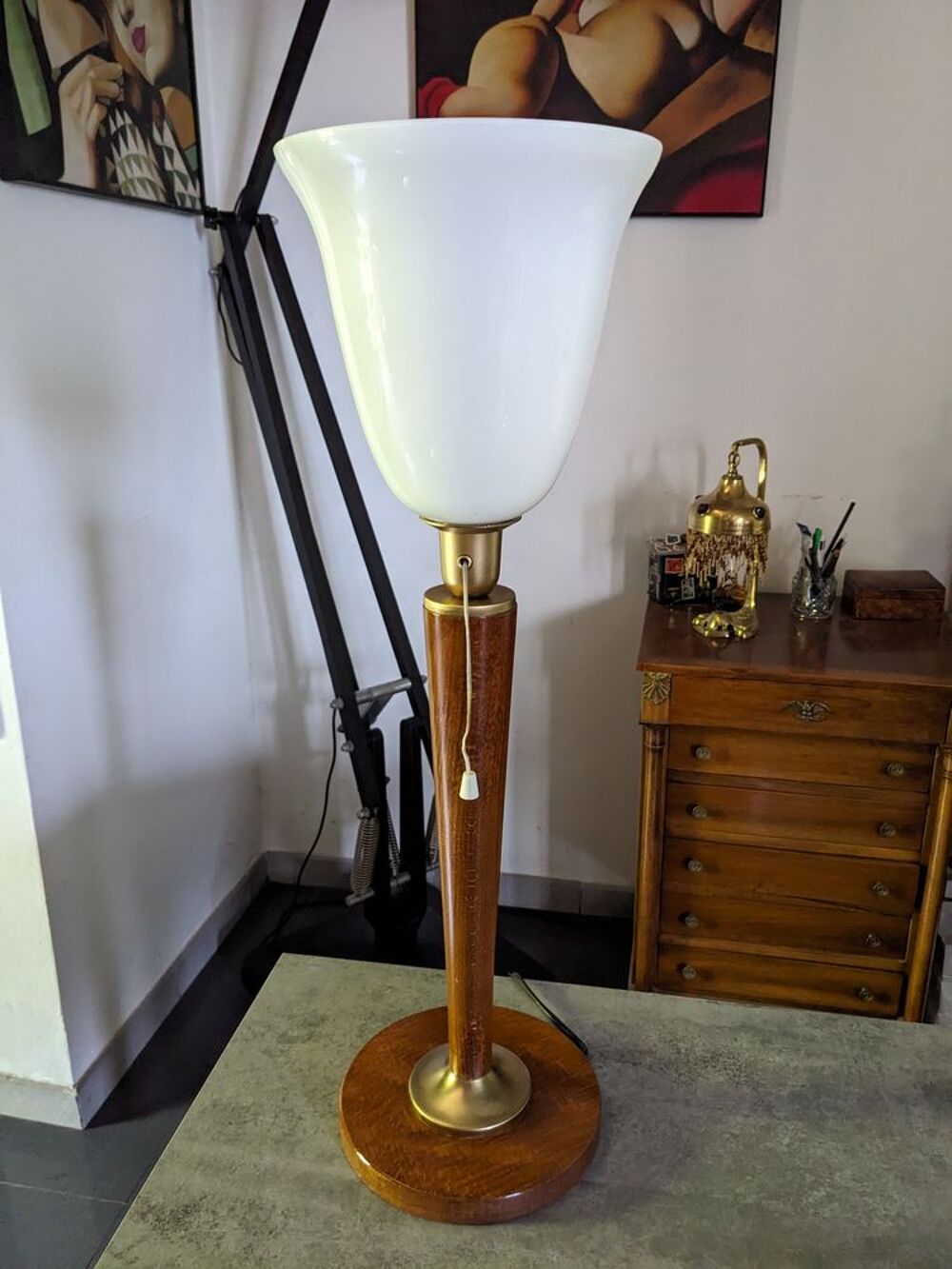 JOLIE LAMPE de bureau STYLE MAZDA UNILUX couleur noyer ou au Décoration