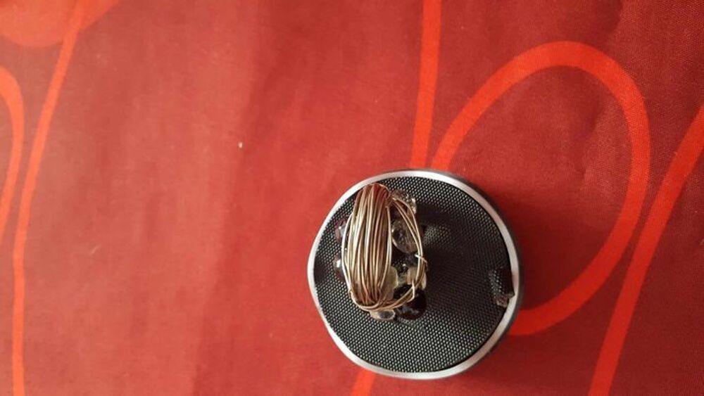 Bague artisanale pierres noires et blanches tress&eacute;e T 58-60 Bijoux et montres