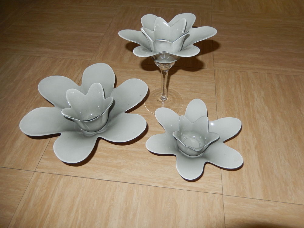 3 Bougeoirs fleurs Décoration