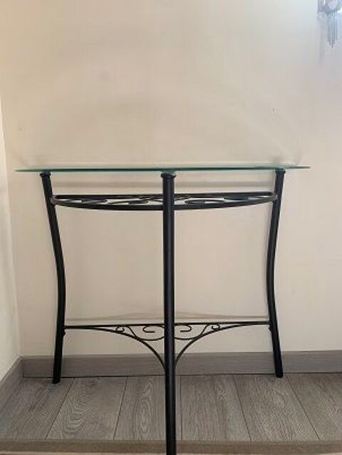Table demi-lune verre et fer forg 60 Le Perreux-sur-Marne (94)