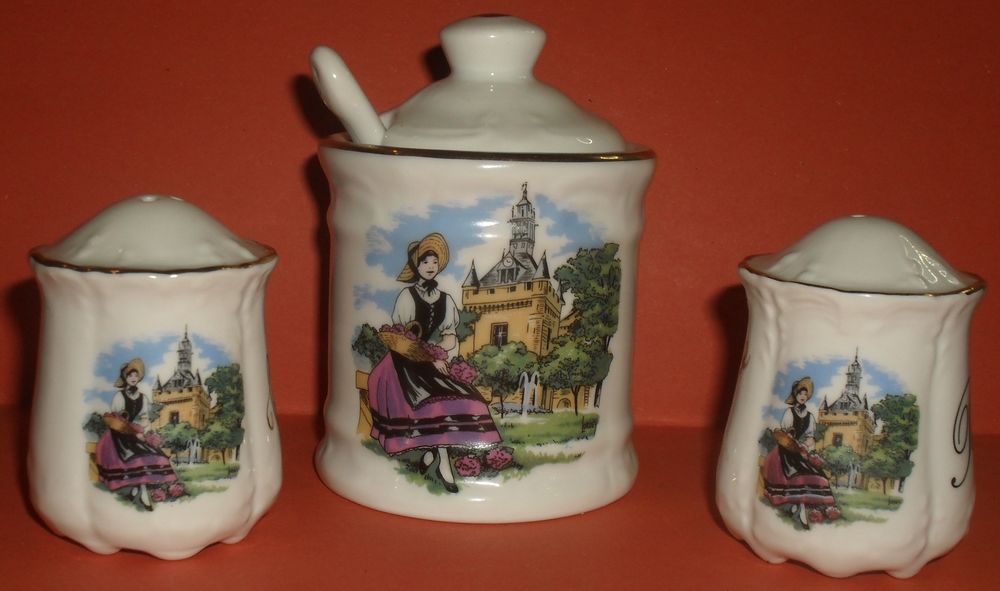 Service Sel Poivre Moutarde en Porcelaine Cuisine