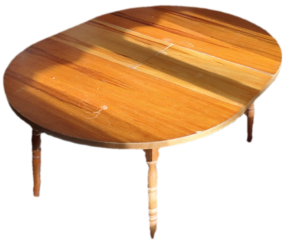 Table ronde et ovale avec rallonge, bois. Meubles