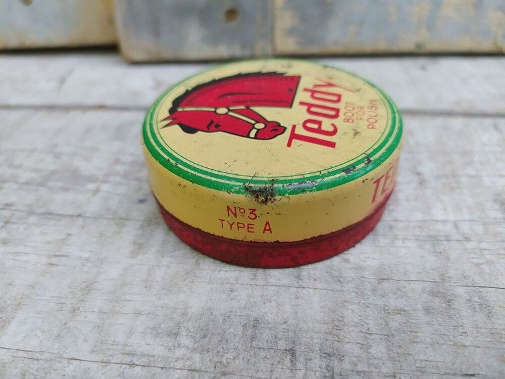 Ancienne Boite Cirage Teddy Boot Polish / Cheval
