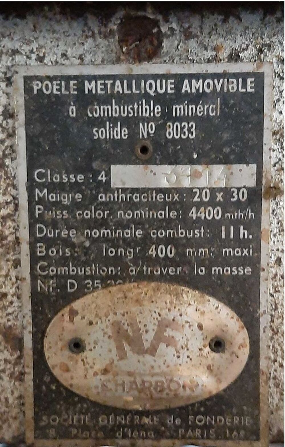 Po&ecirc;le Chapp&eacute;e 8033 ; Mixte bois/charbon ; Bon &eacute;tat 