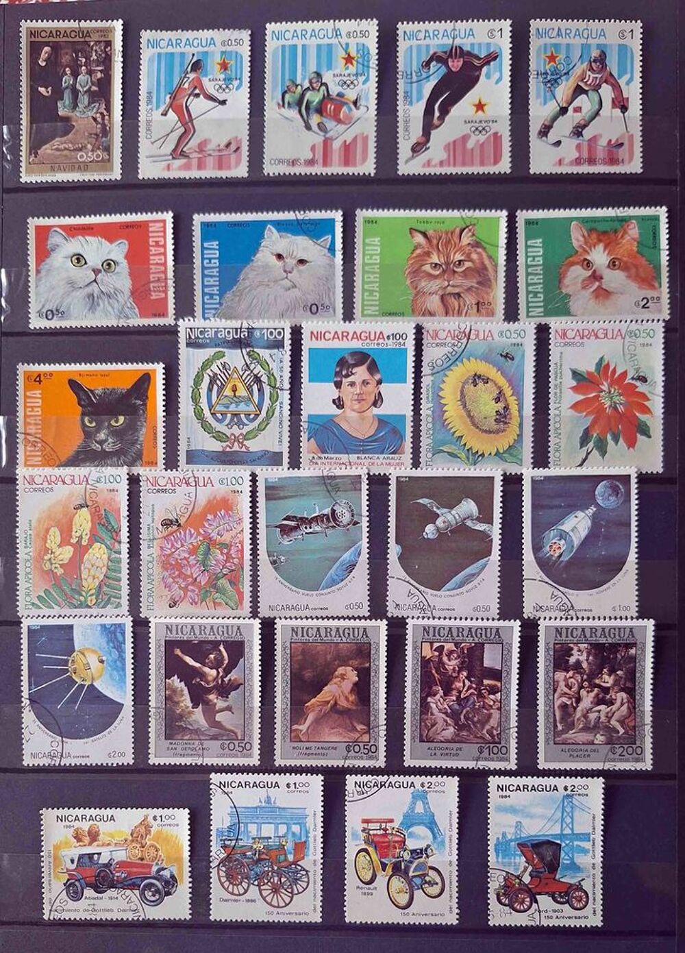 S&eacute;rie de timbres de collection du Nicaragua 