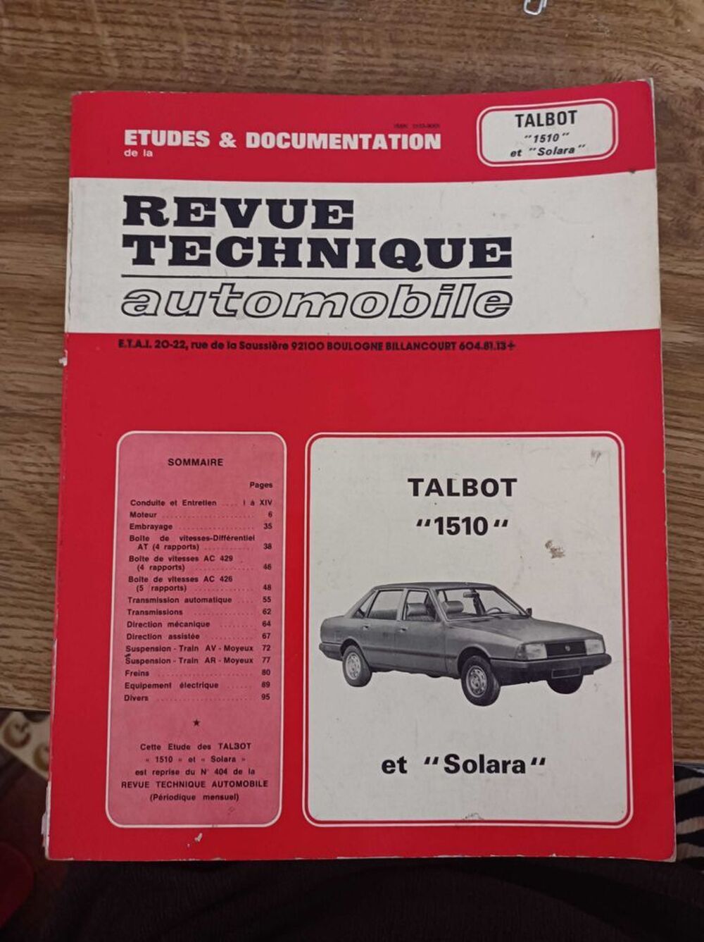 revue technique automobile Talbot Livres et BD