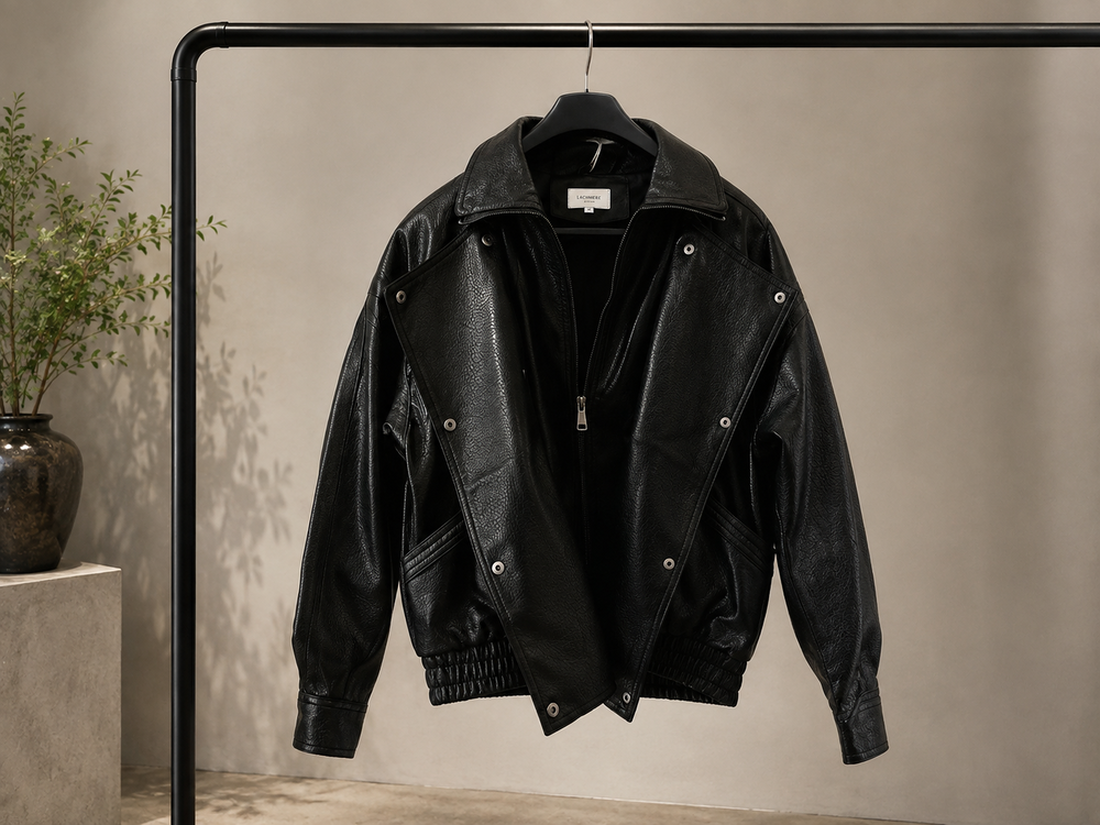 Blouson cuir noir oversize 
Vêtements