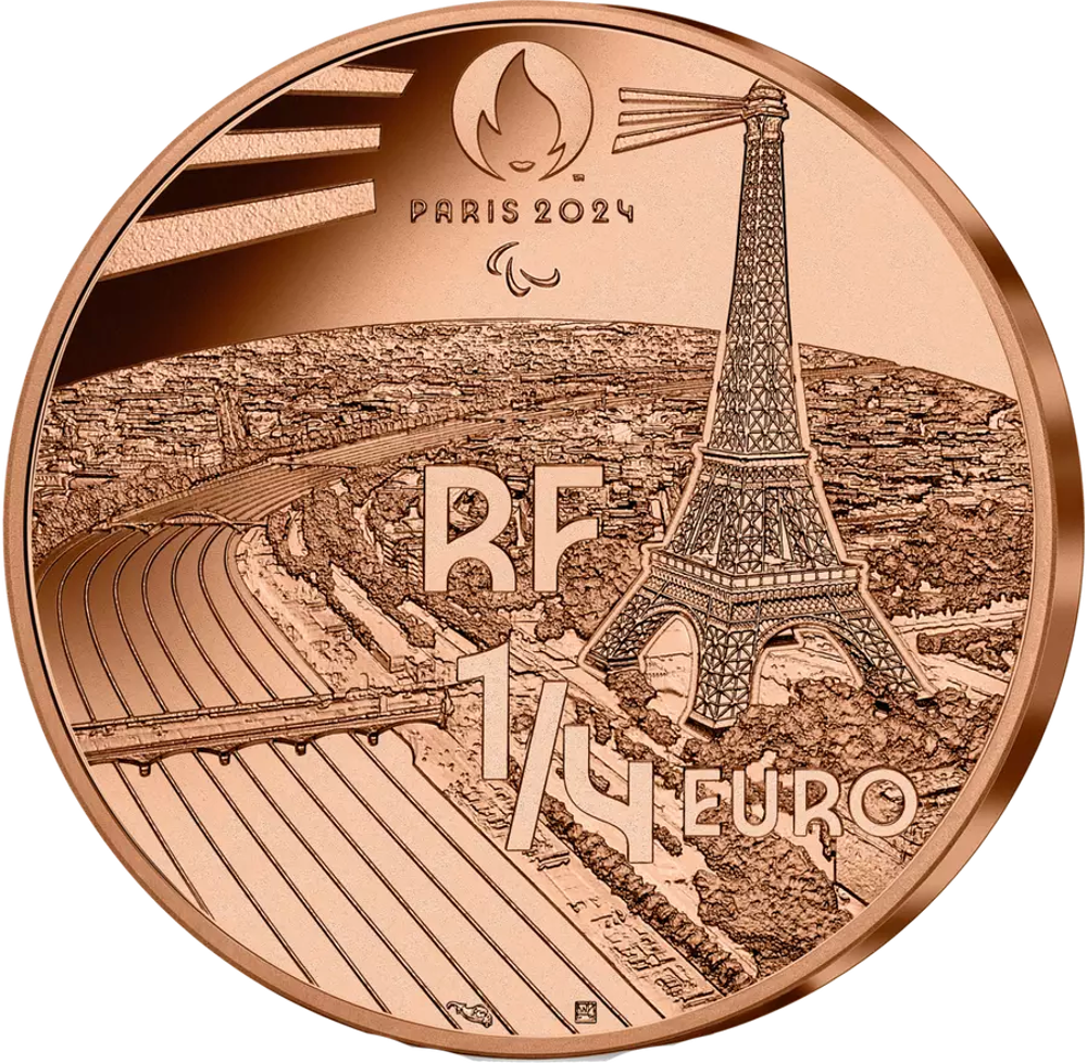 Monnaie de 1/4e - Sports Basket fauteuil&nbsp;-&nbsp;JO Paris 2024 