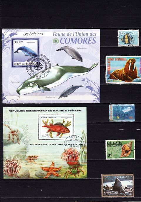 lot de 29 timbres du MONDE sur la FAUNE AQUATIQUE 3 Les glisottes-et-Chalaures (33)