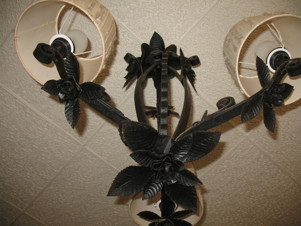 Lustre 3 branches fer forg&eacute; Décoration