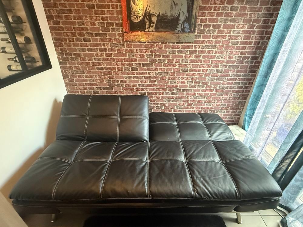 canap&eacute; convertible 200 x 120 cm simili cuir Meubles