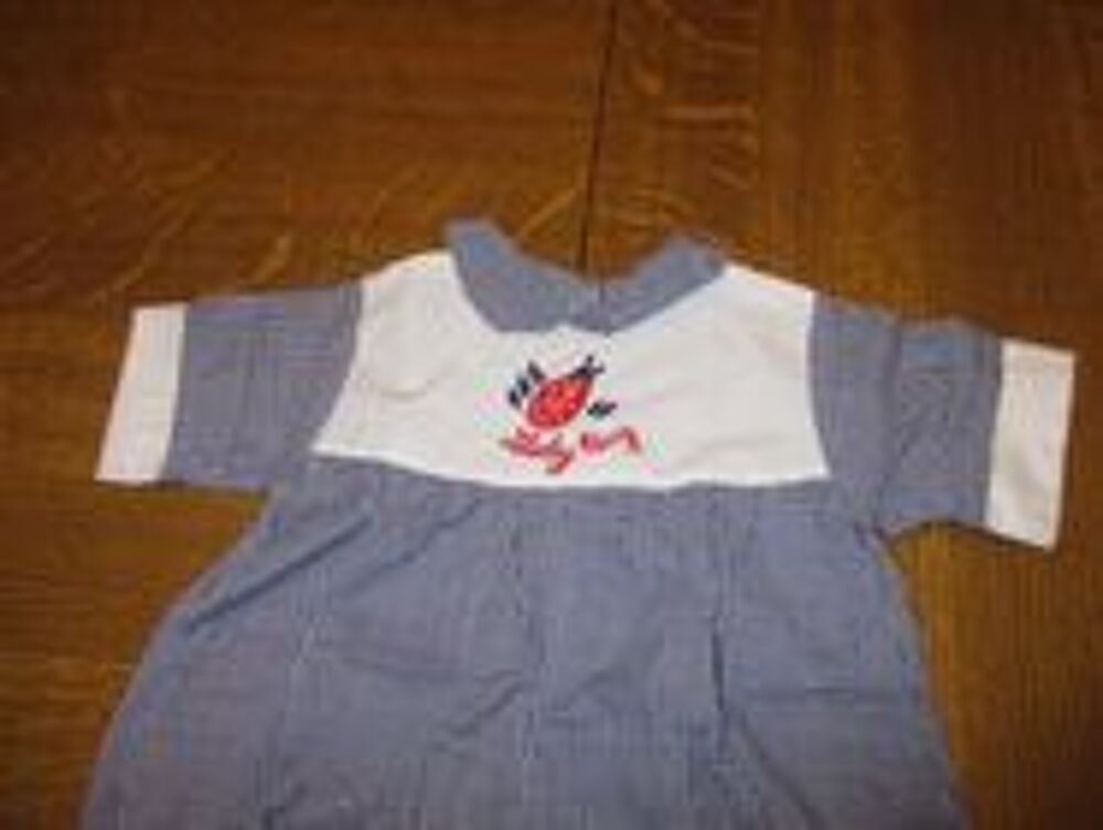Combinaison vichy bleu et blanc coccinelle sur le devant Vêtements enfants