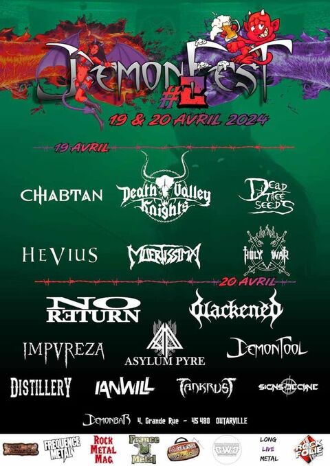 2 pass 2 jours Festival   DemonFesT   ces vendredi et samedi 3 Outarville (45)