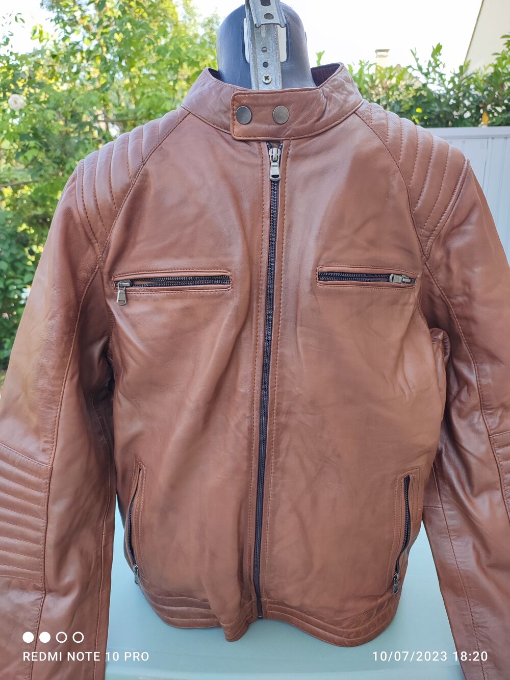 BLOUSON HOMME XXL CUIR MARRON REAL LEATHER COLLEZIONE Vtements