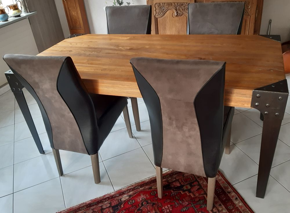 Lot 4 chaises tissu et ska&Iuml; bicolores Meubles