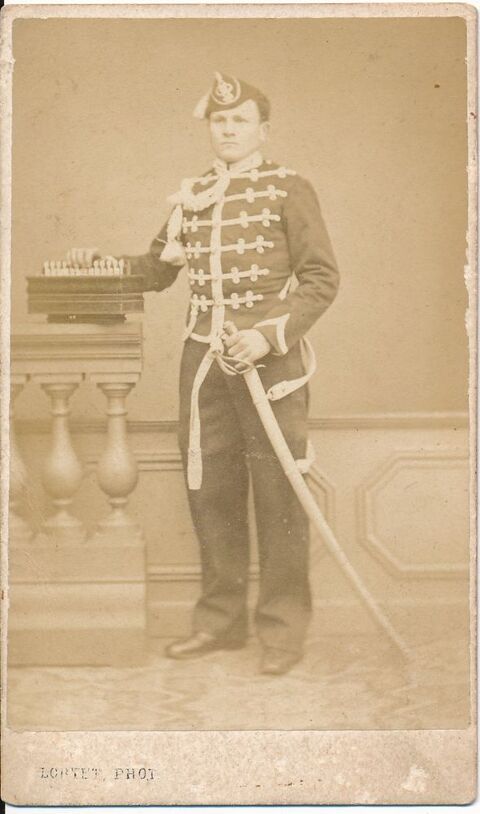 Cdv Photo Militaire avec Bandonéon Photo Lortet à Paris 1870 1 Loches (37)