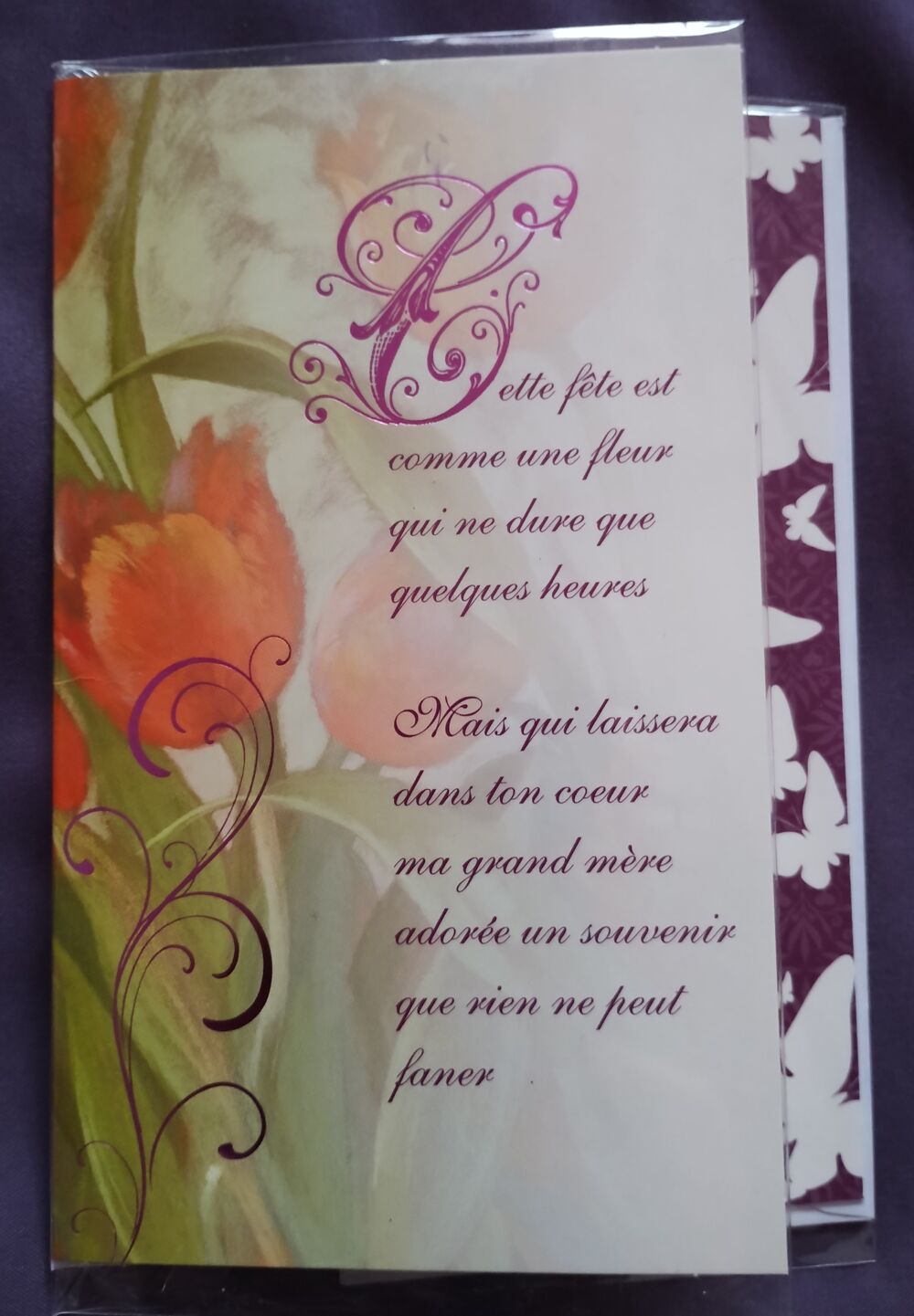 Carte bonne f&ecirc;te grand-m&egrave;re Florale avec Po&egrave;me 
