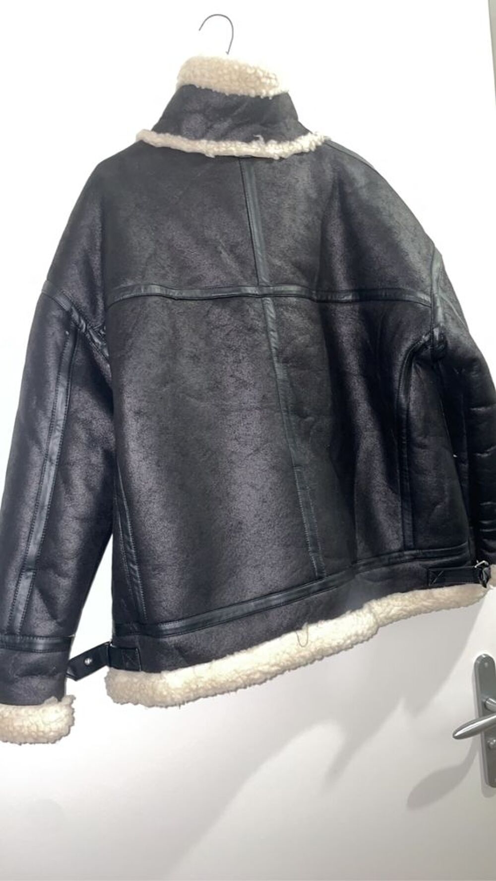 Bomber aviateur noir/beige Vêtements