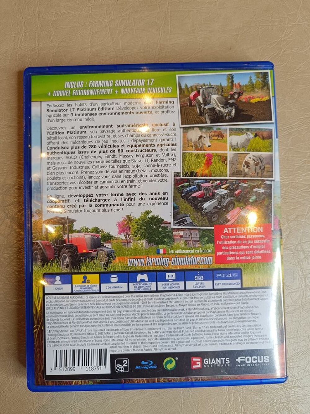 Jeux PS4 Farming Simulator 17 +3 Playstation 4 FR Platinum e Consoles et jeux vidos