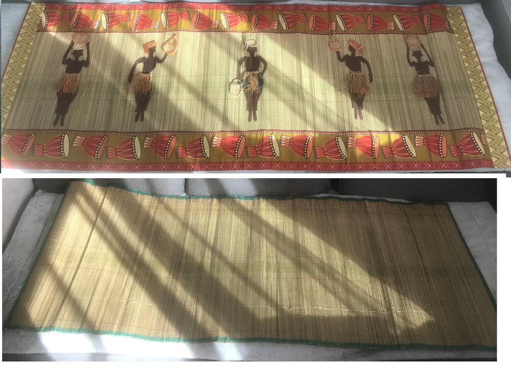 Natte africaine vintage en raphia tress&eacute;e &agrave; la main Décoration