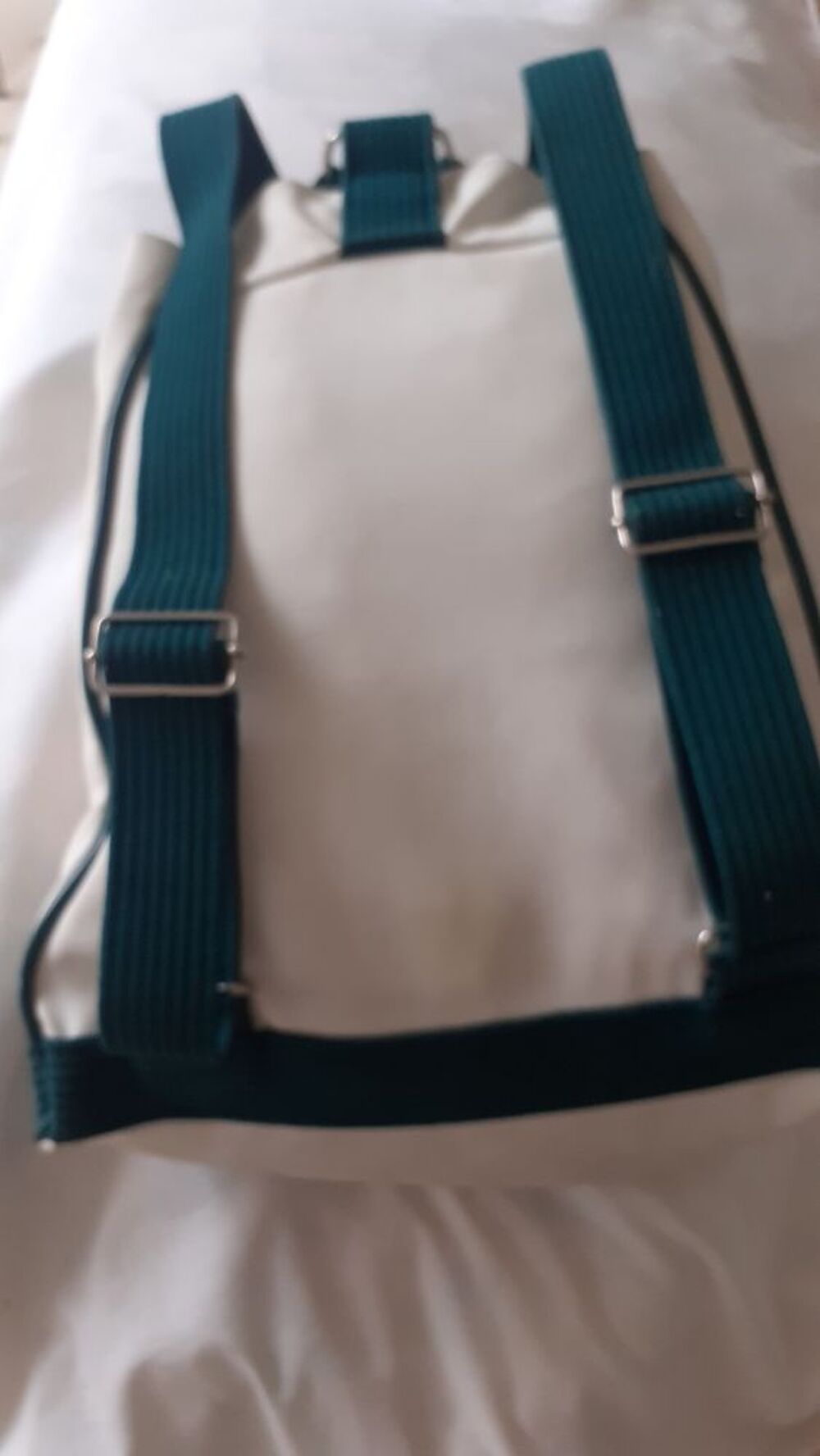 SAC A DOS "LACOSTE" Blanc/Vert TBE Maroquinerie