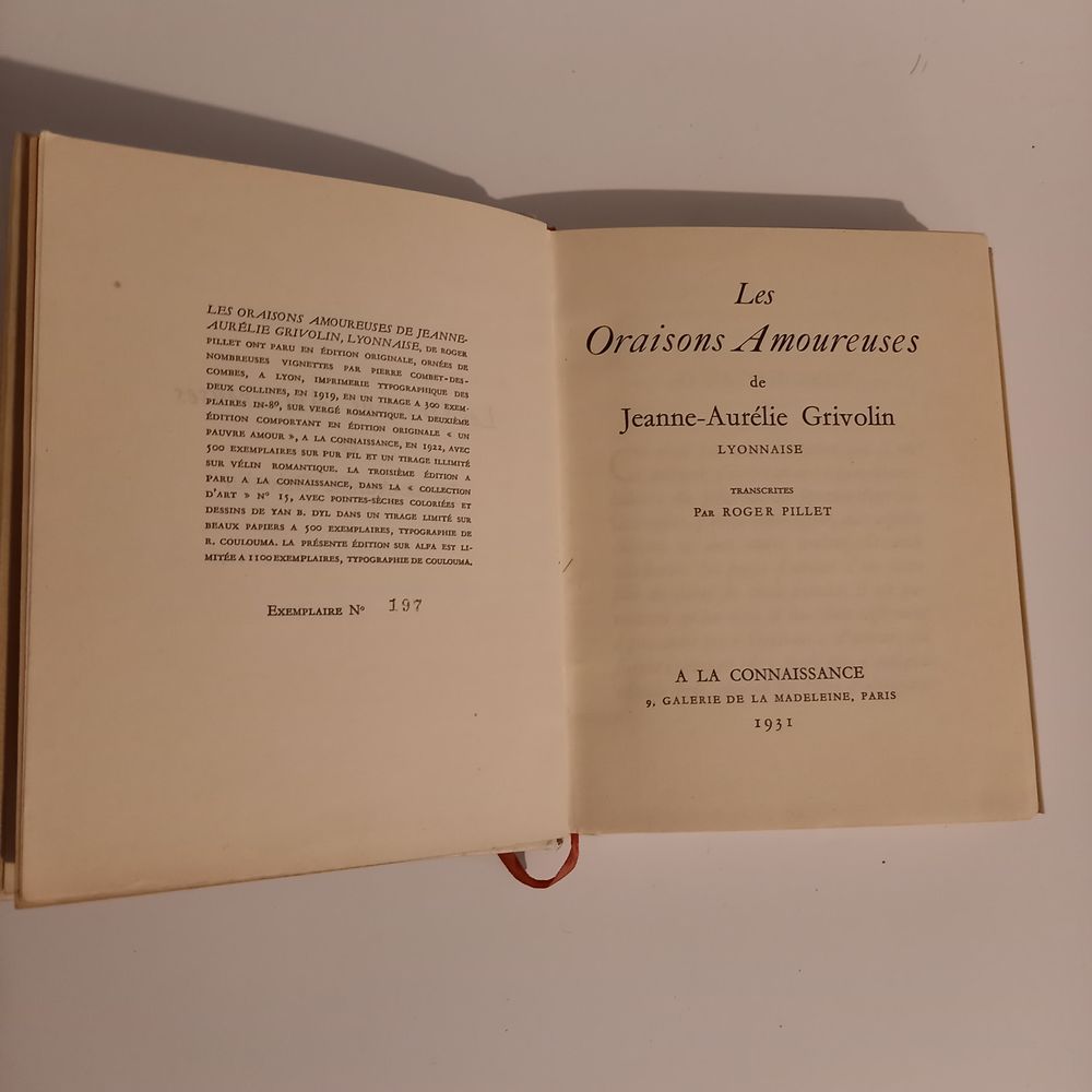 Les oraisons amoureuses de Jeanne Aur&eacute;lie Grivolin 
