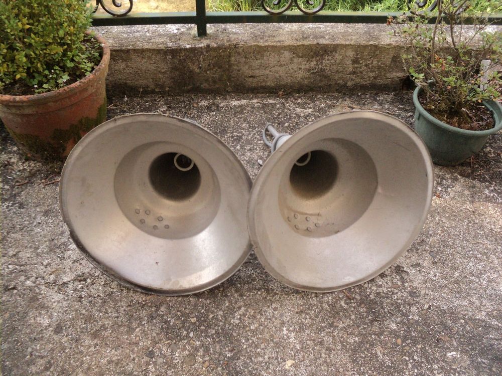 Paire de Grandes Lampes Abat-jours Industriel Aluminium Décoration