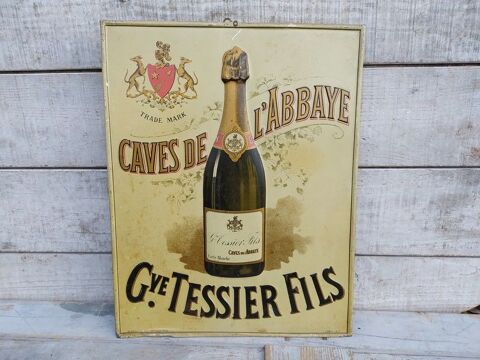 Plaque Tle Publicitaire Champagne Cave de L'Abbaye Tessier  130 Loches (37)