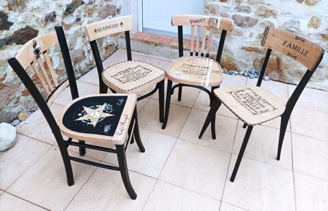   LOT CHAISES BISTROT ANCIENNES RELOOKES 