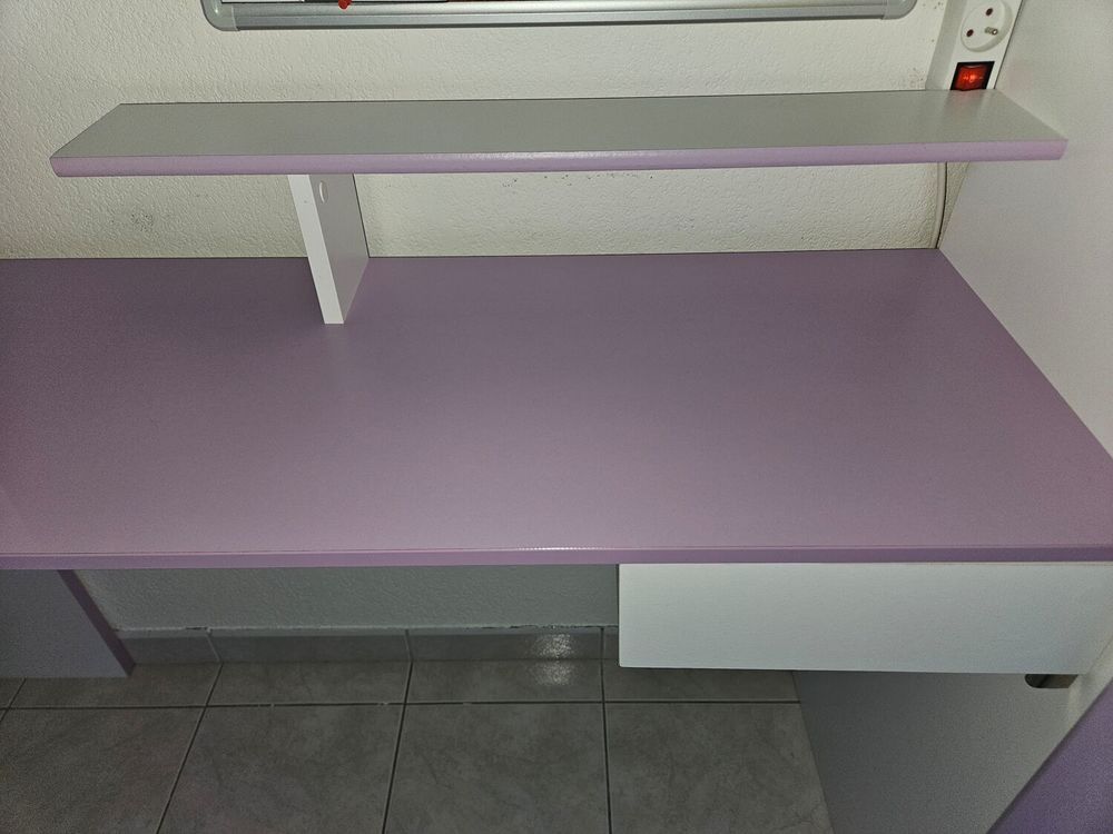 Lit mezzanine + matelas -blanc lilas ? MILA (marque PARISOT) Mobilier enfants