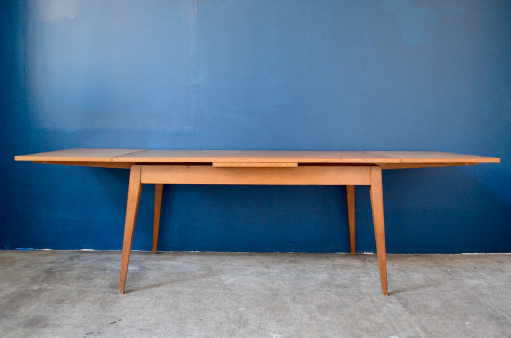 Grande table ancienne aux pieds compas en bois &agrave; rallonges Meubles