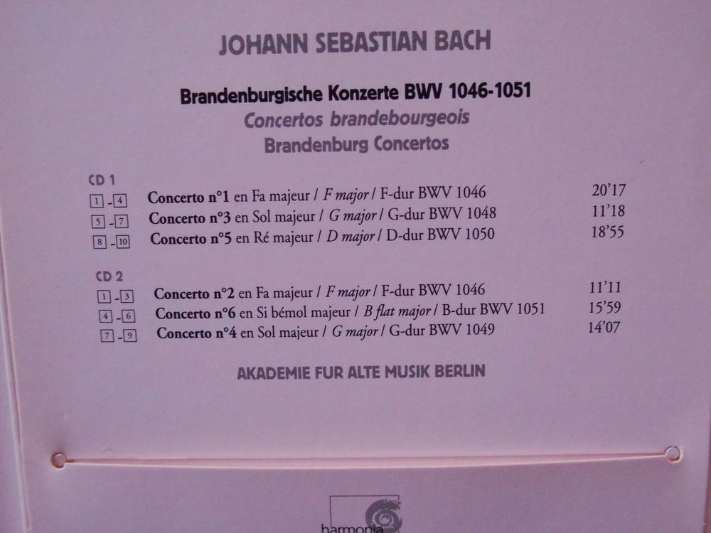 CD (2) BACH Concertos Brandebourgeois CD et vinyles