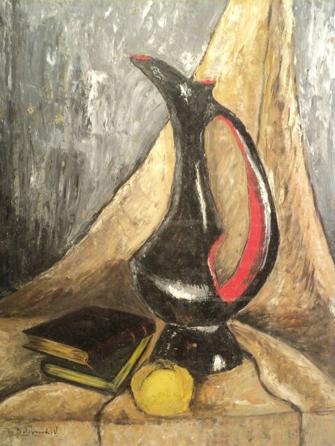 Tableau Nature Morte Céramique Signée Vers 1950 35 Loches (37)