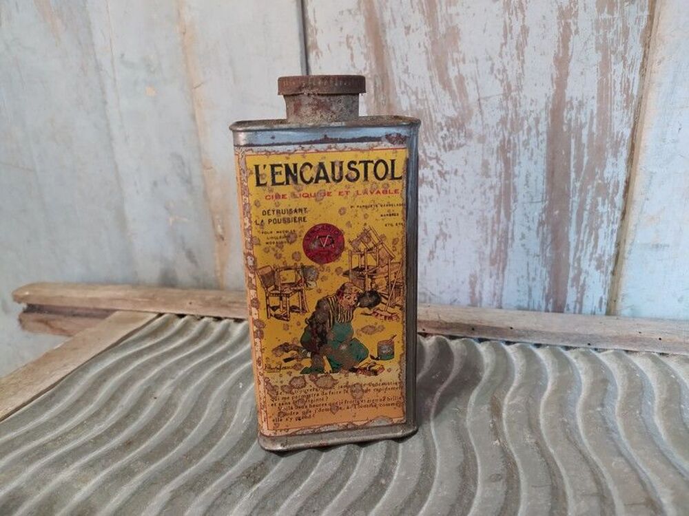 Ancien Bidon Publicitaire Cire L''Encaustol D&eacute;but XX&egrave;me 
