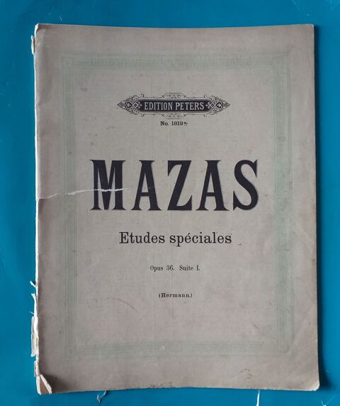Partition - Edition PETERS N° 1819 - MAZAS - Etudes spéciale 5 Montauban (82)