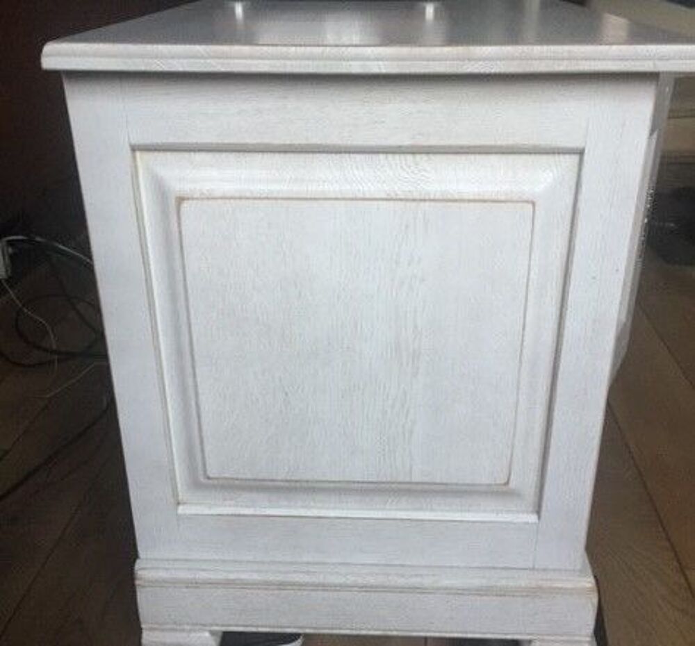 Meuble bas TV HiFi massif c&eacute;rus&eacute; blanc Meubles