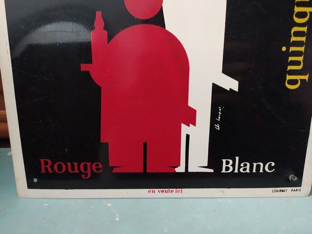 Ancienne Plaque T&ocirc;le Saint-Rapha&euml;l Quinquina Rouge et Blanc
