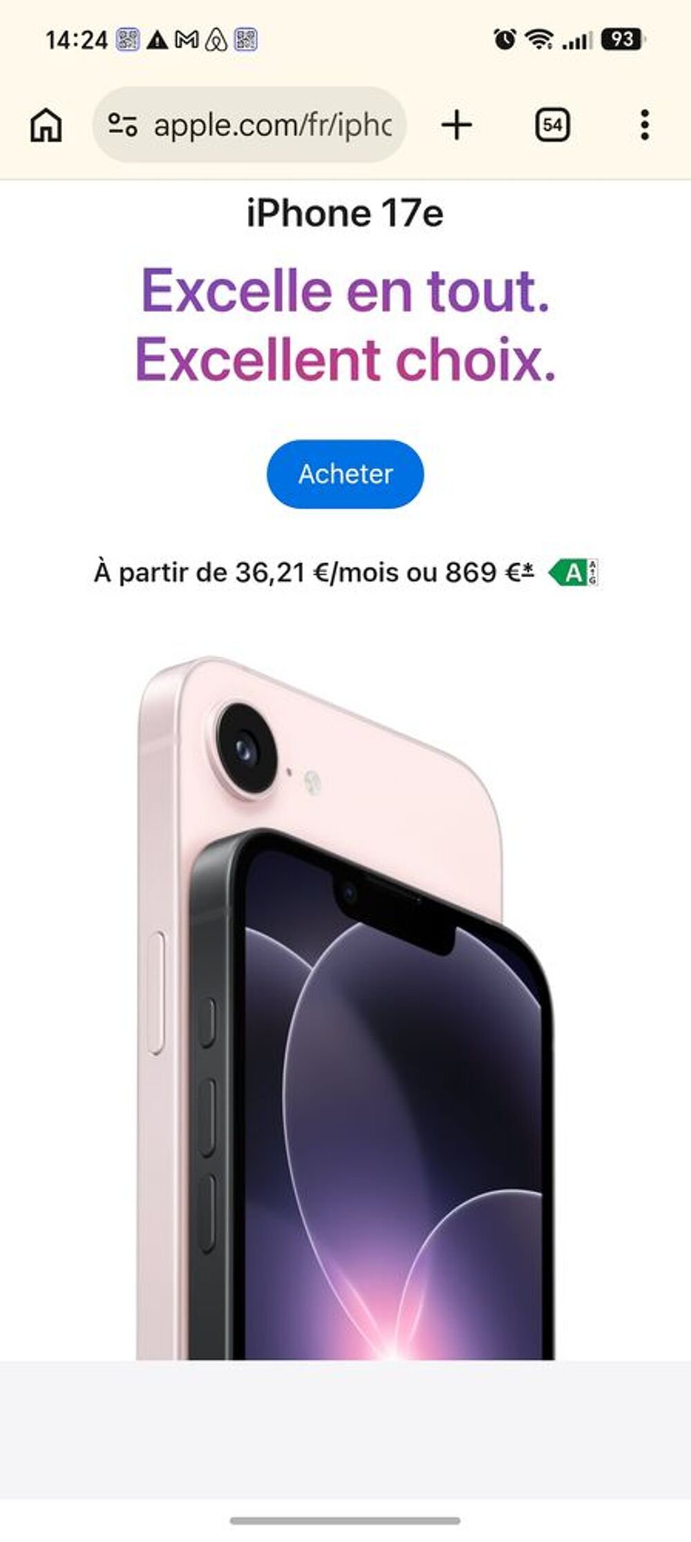 iPhone 17e 256 gb neuf blanc Téléphones et tablettes
