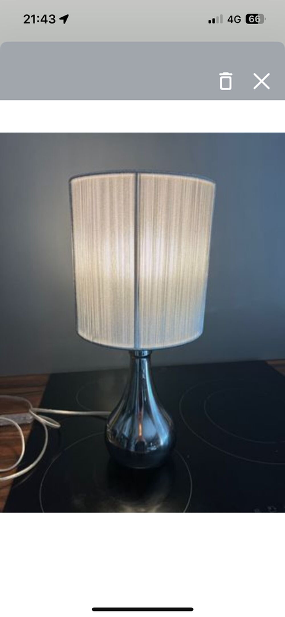 Lampe Argent&eacute; H39cm Meubles