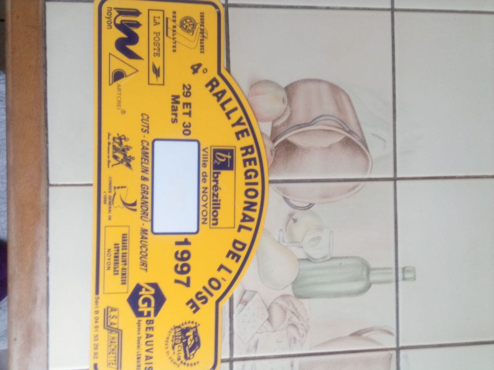 Plaque du 4 &egrave;me rallye R&eacute;gionale noyon 1997 